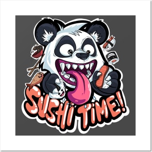 Sushi Time Panda - Funny Restaurant Panda Posters and Art